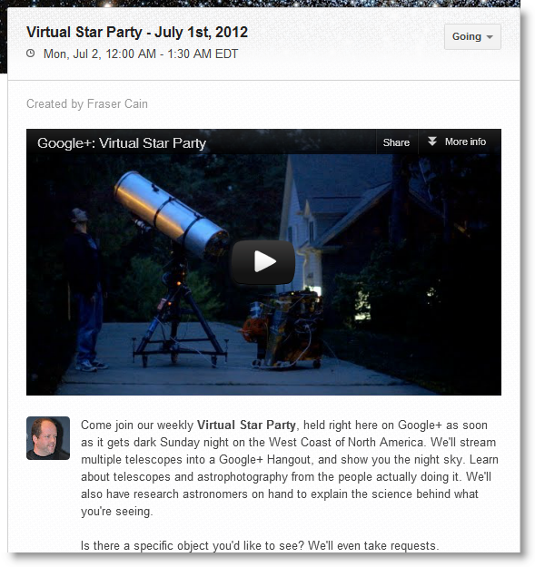 Google+ Virtual Star Party Invite