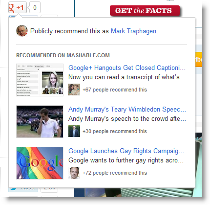 Google +1 Button Content Recommendations Example