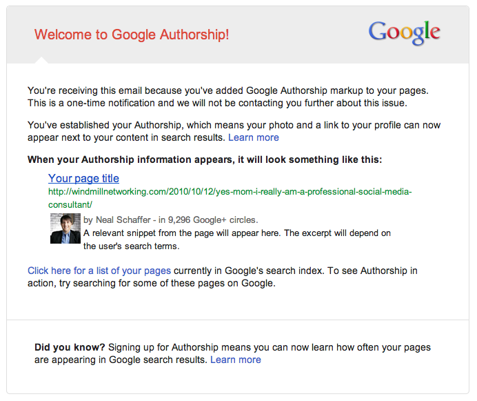 google-authorship-welcome-email