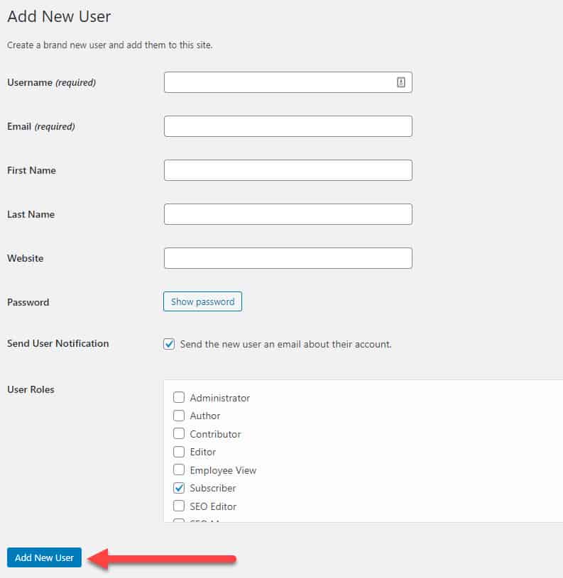 wordpress how to add user