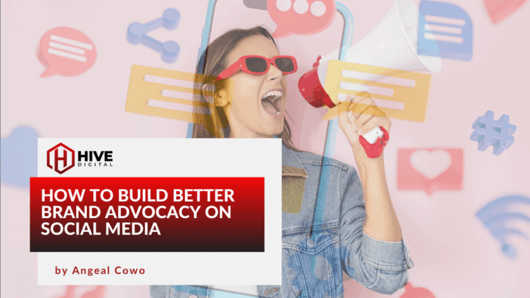 Woman on a megaphone screaming at social media icons