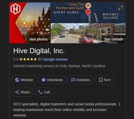 hive digital google business profile optimized for local seo example