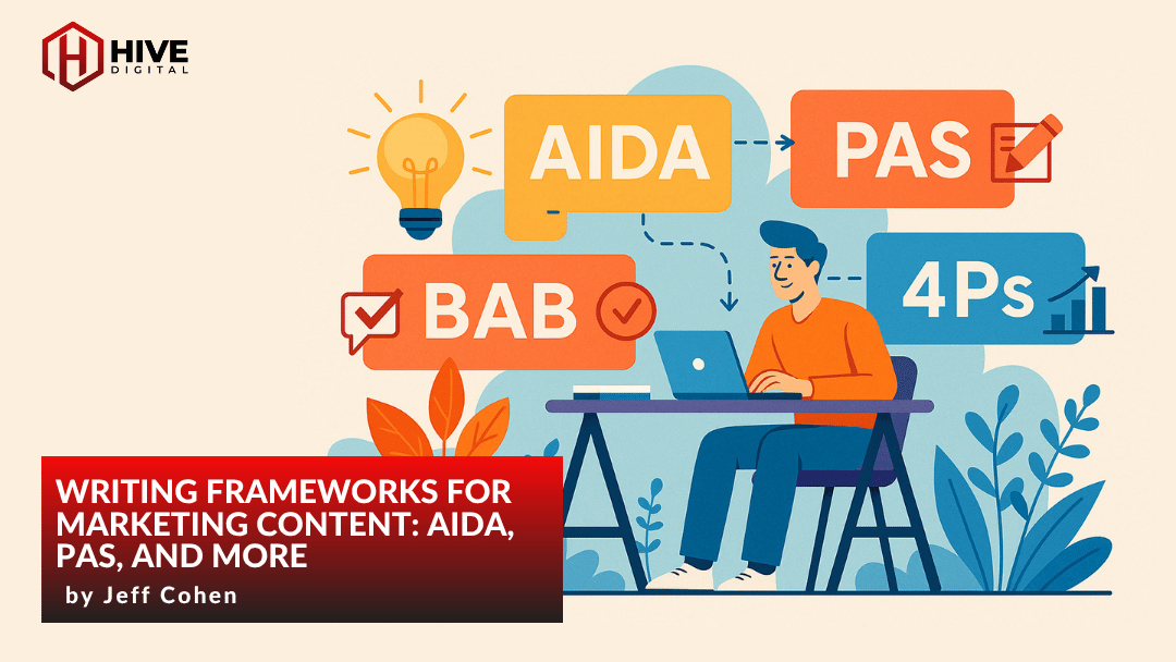 Person writing content on their laptop related to BAB AIDA PAD