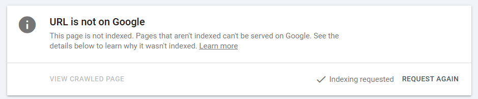 URL is not on Google message from Search Console