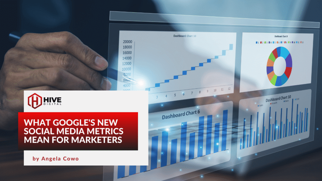 Large hand writing on social media graphs
