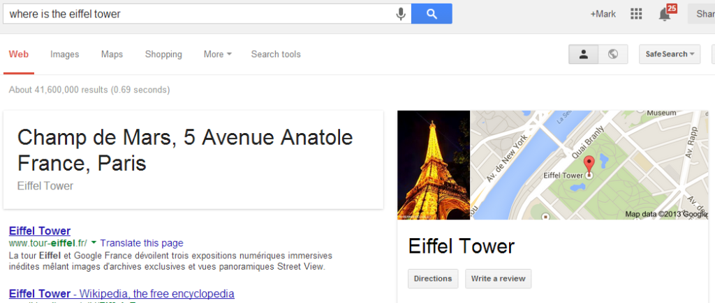 Google Knowledge Graph result